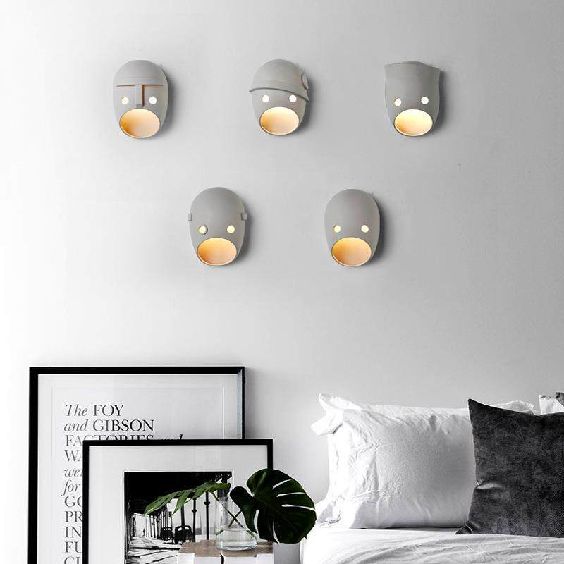 意大利设计师简约个性创意面具LED壁灯客卧室装饰艺术工程灯