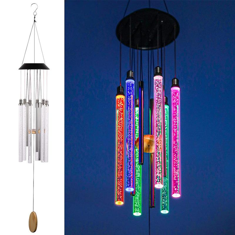 太阳能户外庭院七彩风铃灯别墅花园吊灯防水节日装饰灯
