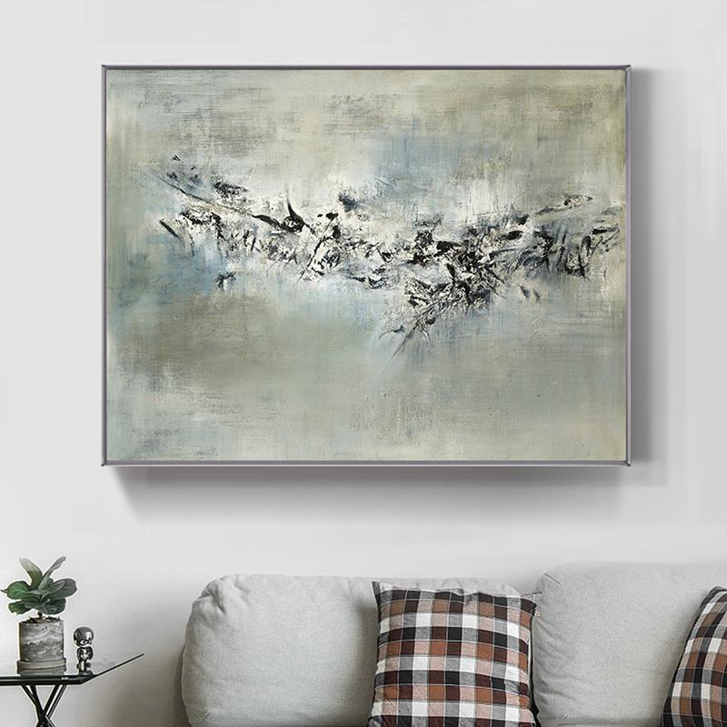 赵无极抽象画后现代手绘油画大芬村油画艺术沙发画轻奢装饰画客厅
