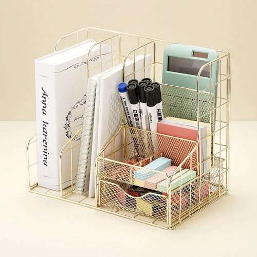 北欧桌面金属文件框办公用品办公室收纳整理资料文具文件栏文件架