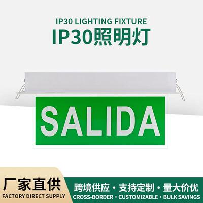 LED白光图案订出口salida外贸旋转亚克力吊牌led安全出口指示灯