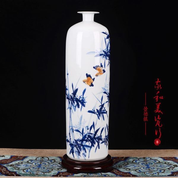 陶瓷家居简约手绘器花瓶客厅落地装饰品摆件景德镇手工新中式家厂
