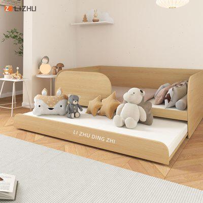 小户型卧室儿童床抽拉式双层子母床拖床带护栏储物床围栏床定制