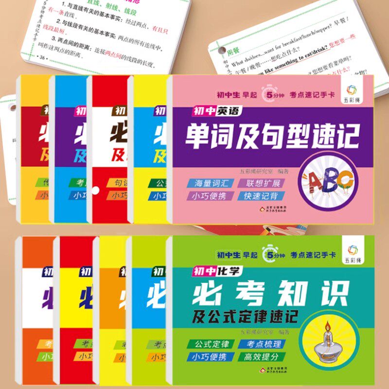正版初中必考知识速记手卡小四门必背知识点人教版语文数学英语物理化学生物地理历史政治初一二三数理化考点及公式睡前五分钟暗记