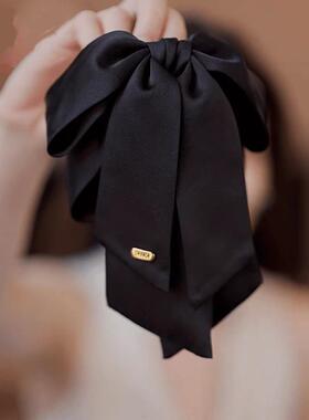 【下单立减50】气质黑色缎面蝴蝶结马尾夹高级感显发量抓夹小众WB