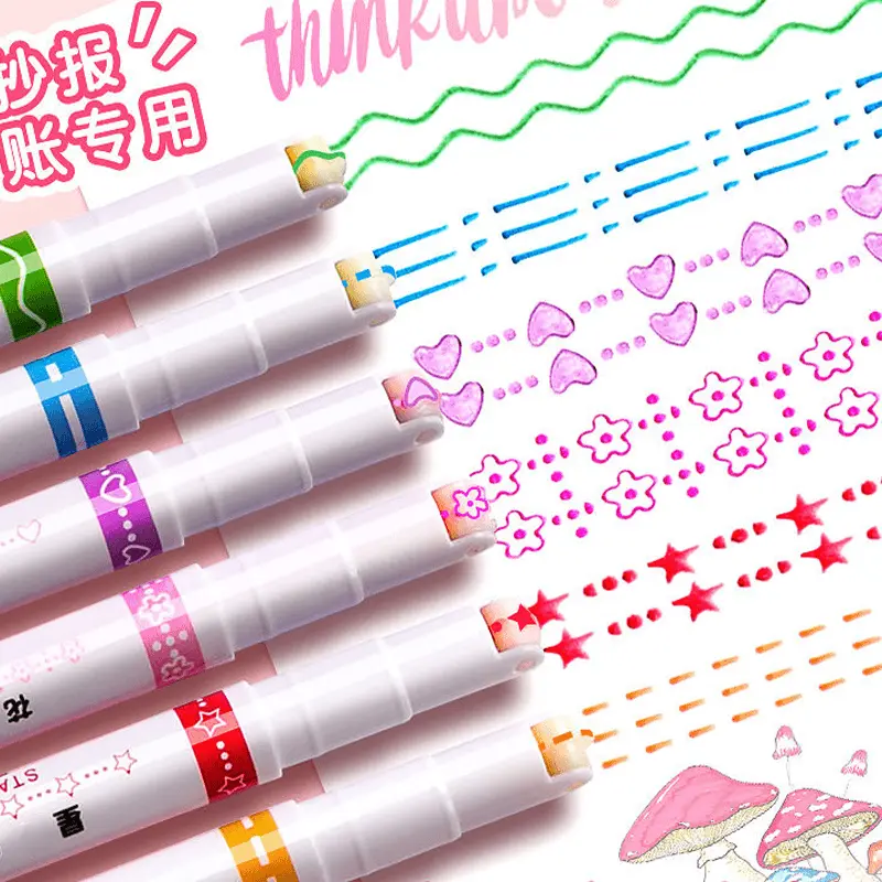 【下单立减50】全套12支手帐曲线花色笔手抄报专用花型轮廓笔XJ