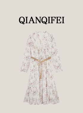 3-19F【奈良花园】新款重工刺绣复古碎花收腰连衣裙 Q-1145