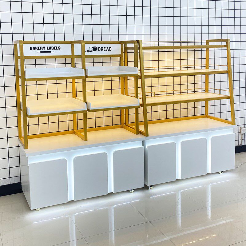 新款面包展示柜蛋糕糕点店边岛饼干吐司干点靠墙陈列货架烘焙台子