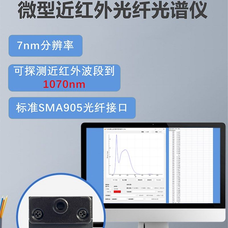 微型近红外紫外光纤光谱仪高分辨率Nir测试波长光谱照度计