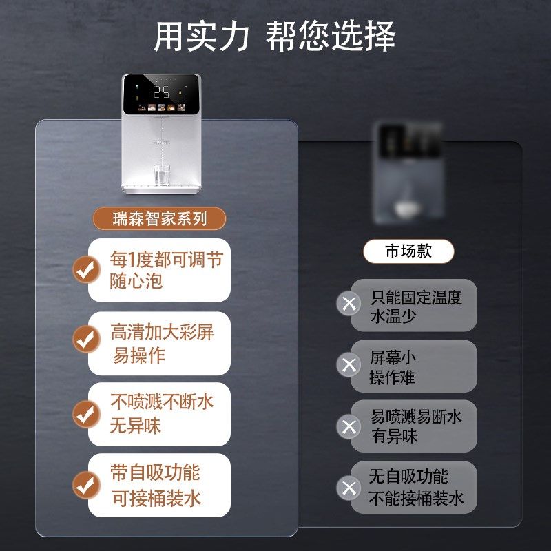 瑞森家用壁挂式管线机无水箱2024新款自吸可接桶装水即热式饮水机
