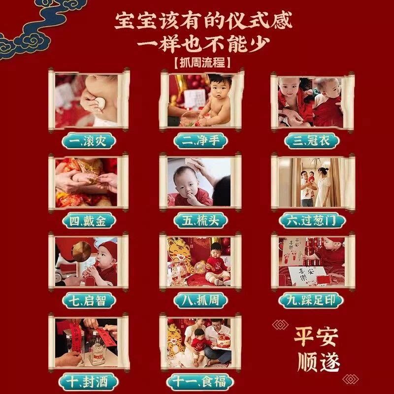 马宝小孩满月宴布置装饰仪式感拍照道具kt板背景墙30天家庭里农村