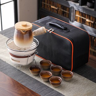 精选围炉煮茶壶炭炉可干烧侧把壶带包粗陶功夫茶具罐罐壶烤奶茶收