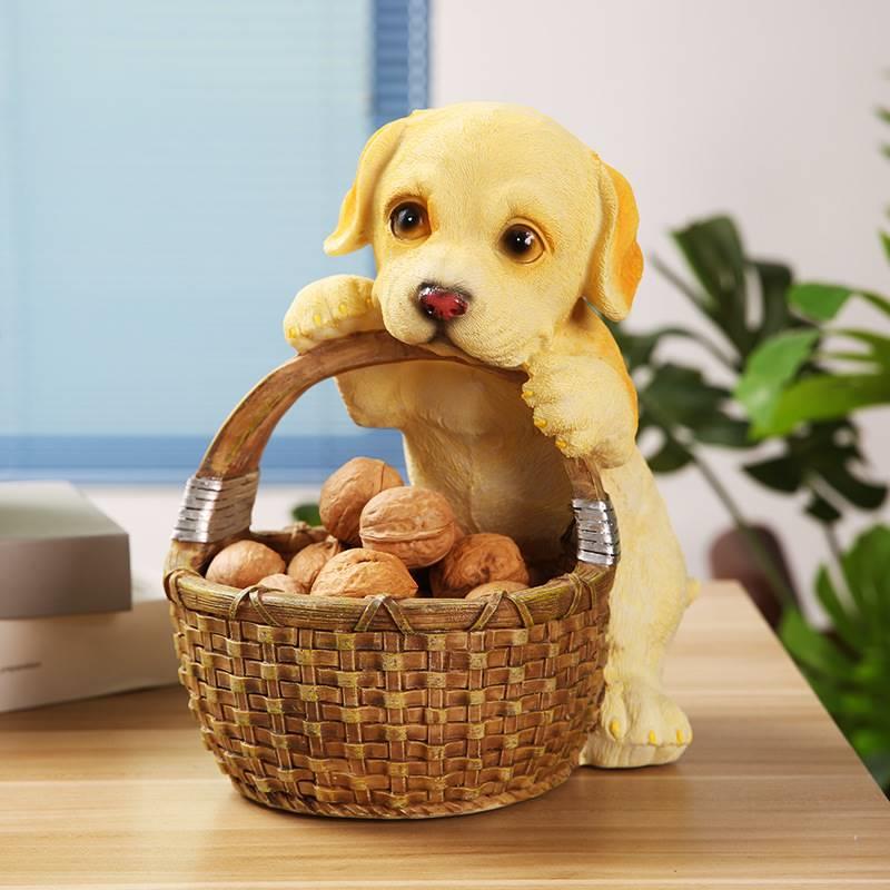 可爱狗狗收纳篮家用田园风柴犬造型摆件玄关钥匙收纳架前台糖果盒