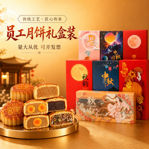 中秋广式月饼双黄莲蓉五仁两粒装