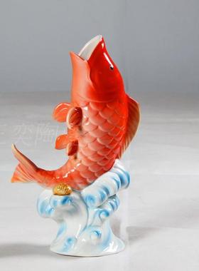鲤鱼花瓶珐琅瓷送礼花瓶摆件简约现代陶瓷实用家居工艺装饰品包邮