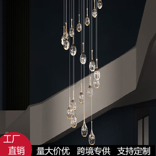 别墅酒店旋转楼梯水晶长吊灯