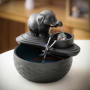 桌面小型流水摆件循环水车风水轮吸水象水晶球办公室客厅茶台水景