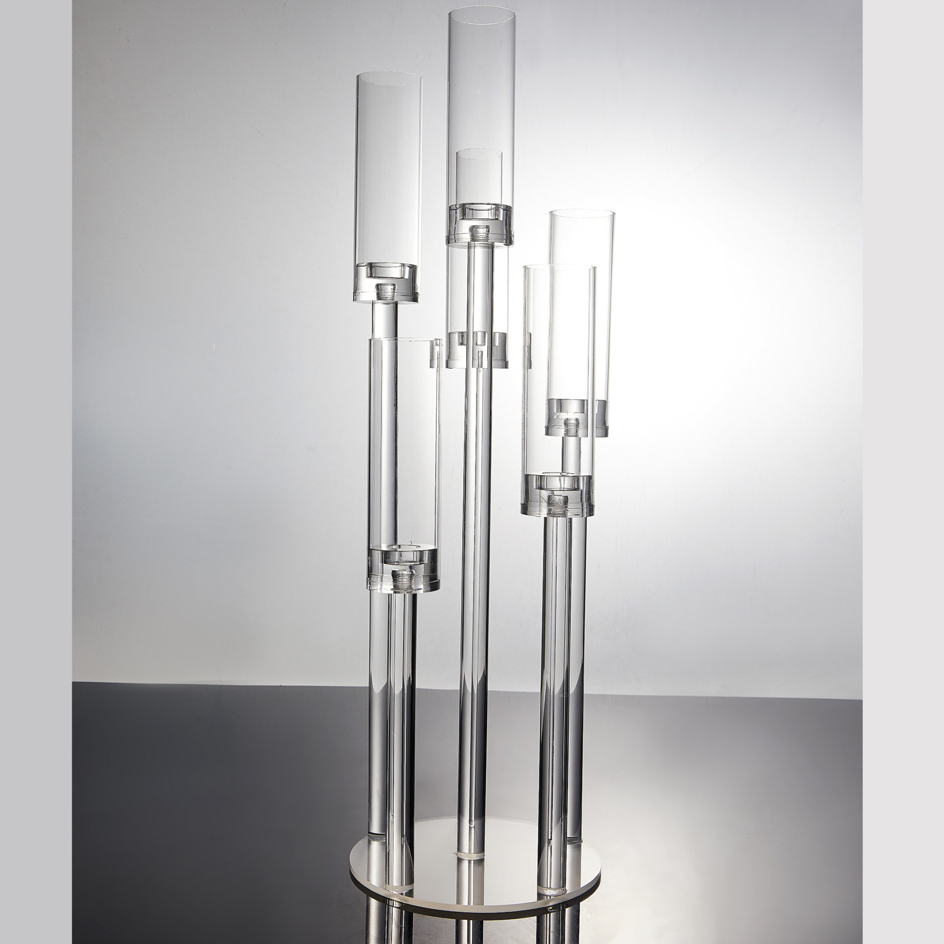 亚克力6头烛台透明婚庆展示摆件亚克力花台桌面展示插花烛台水晶