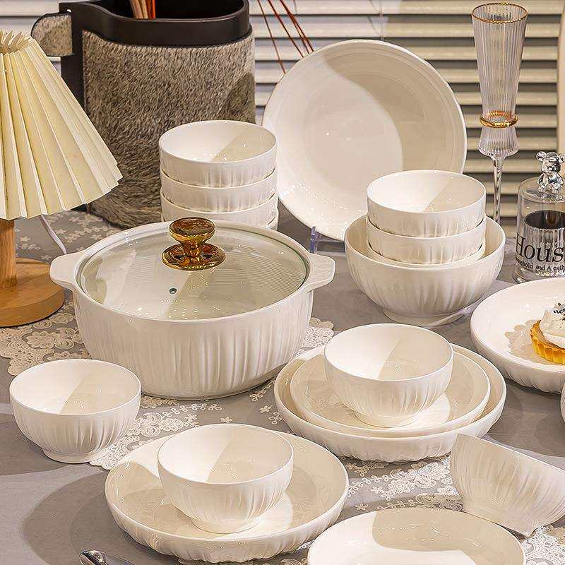 康陌白色高级感碗碗碟套装家用2025新款陶瓷餐具套装碗筷碗盘组合