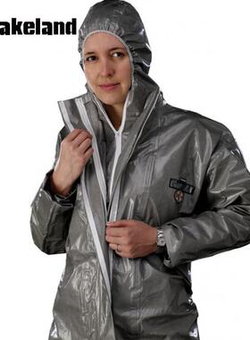 雷克兰CT3S428 凯麦斯3灰色防化服 防护服防化学防酸碱带帽连体服