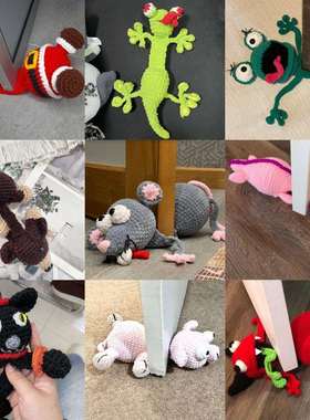 2025亚马逊跨境新款纯手工钩织可爱卡通小动物DoorStop门档摆件