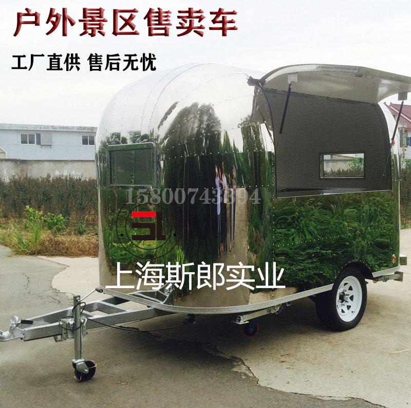 商用不锈钢镜面全封闭移动餐车