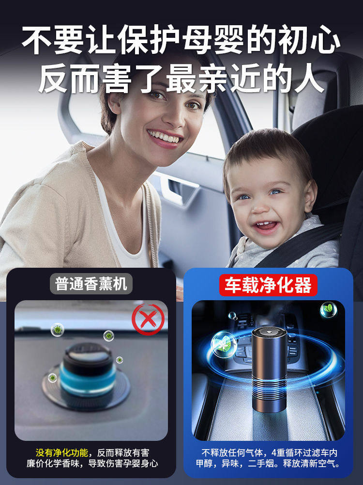 车载空气净化器消除异味负离子发生器新车内去甲醛烟味汽车上加湿