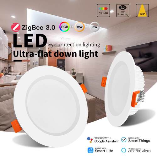 格乐德ZigBee3.0 RGB+CCT超薄嵌入式智能筒灯智能家居套装6W/12W
