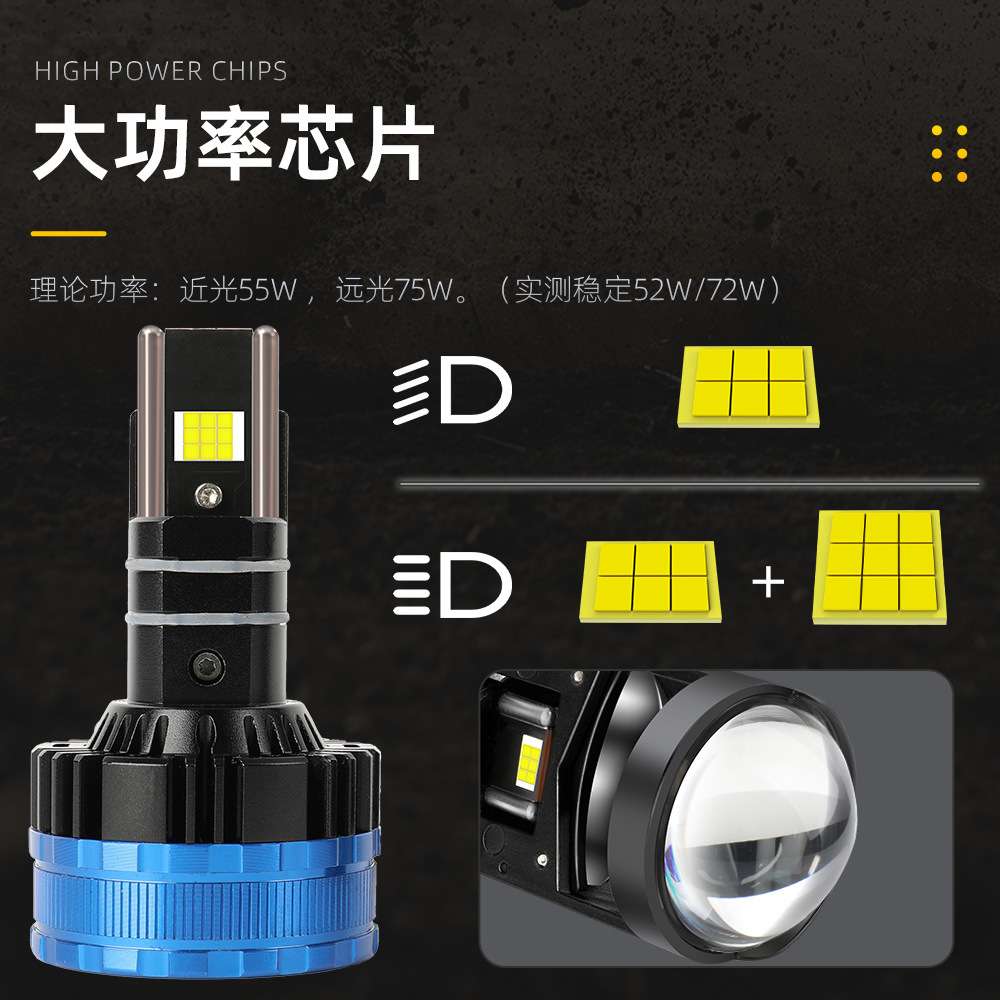 汽车led灯 透镜汽车大灯改装led h4车灯超亮led大灯汽車燈泡
