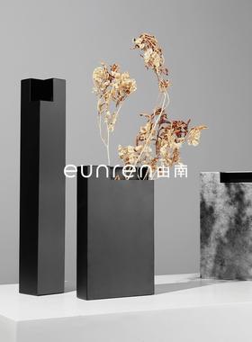 现代简约创意几何方管金属花器花瓶家居玄关柜工艺品干花插摆件