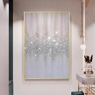 现代抽象油画风镶钻玄关装饰画样板房走廊过道挂画美式轻奢壁画