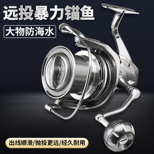 大物纺车轮全金属远投渔轮无间隙浅线杯渔轮防海水海钓专用鱼线轮