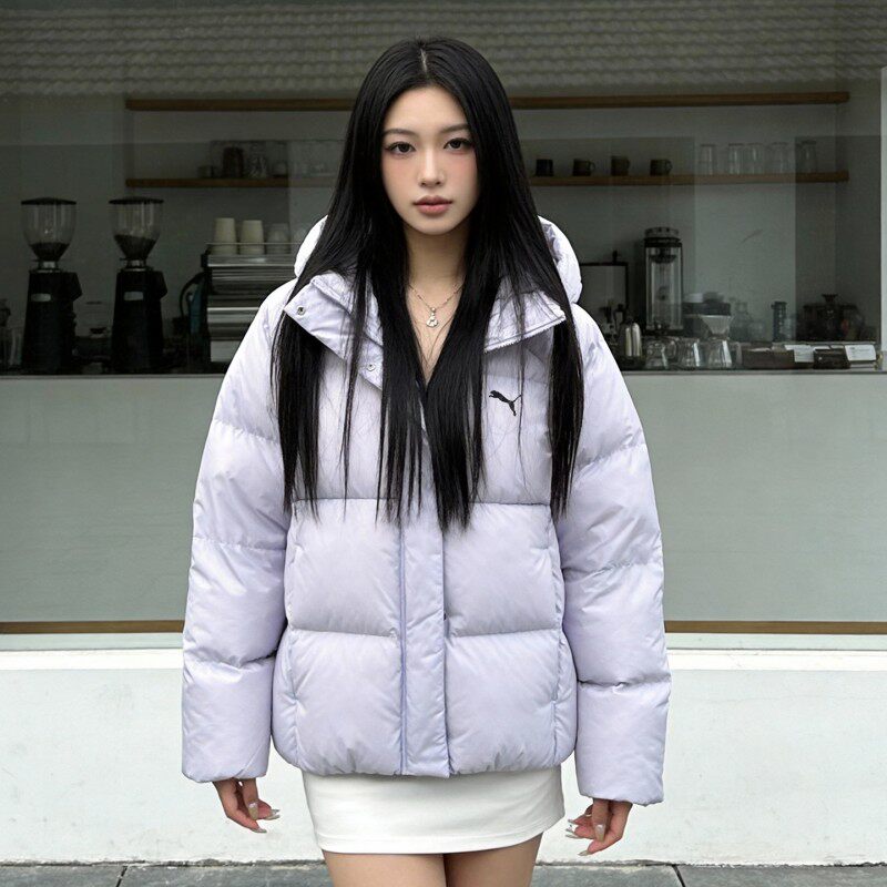彪马女装运动服冬季防风拒水90绒保暖连帽羽绒服休闲舒适外穿上衣