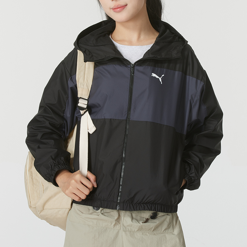 彪马外套女装25秋季新款撞色复古户外休闲女士开衫运动服连帽夹克