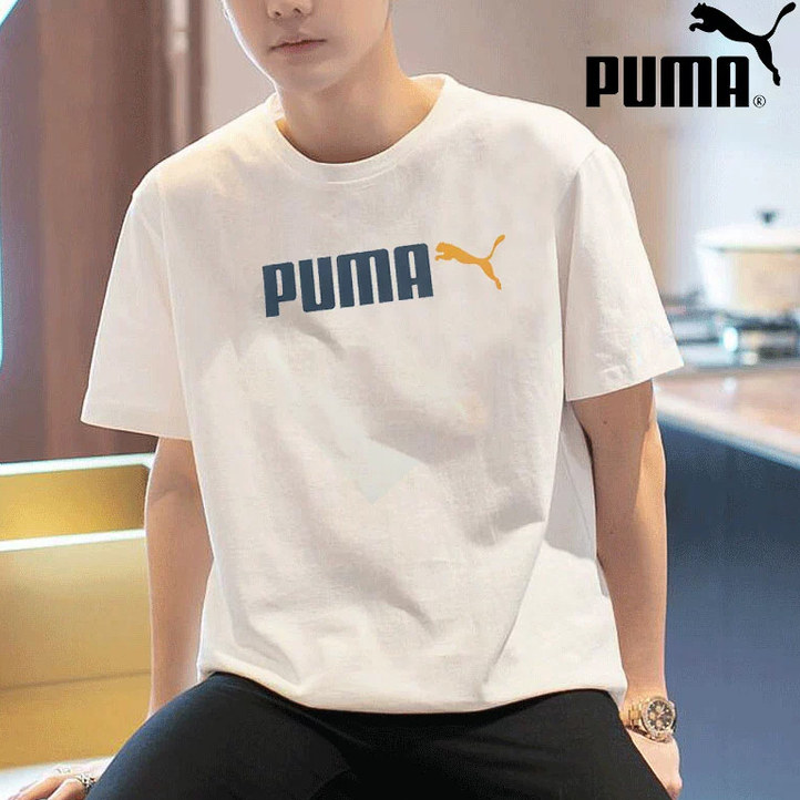 彪马puma男白色T恤衫2026新款纯棉透气短袖跑步训练半截袖上衣