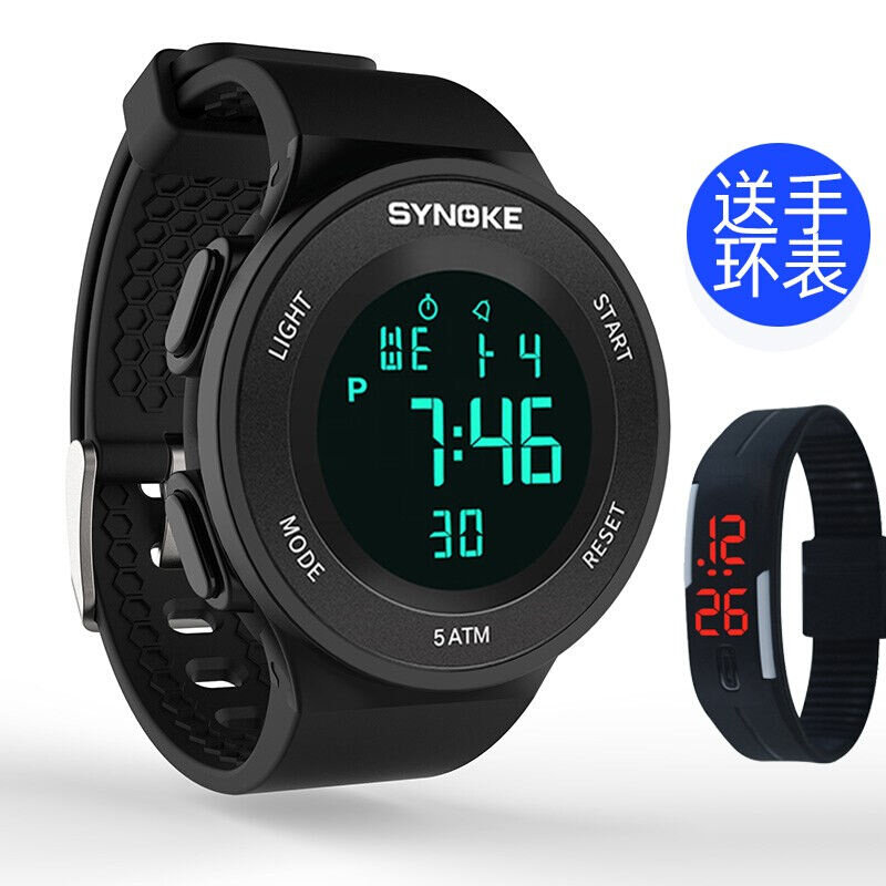 时诺刻（SYNOKE）手表男学生电子表防水夜光青少年时尚led数字闹
