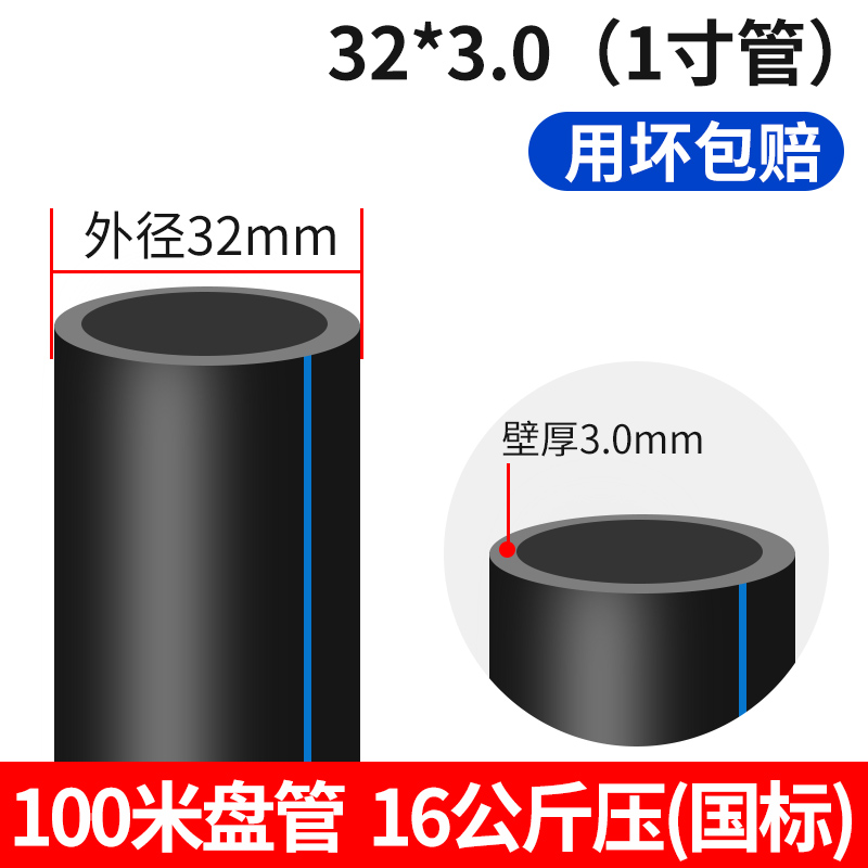 pe管自来水管20/32/25/50pe给水管黑色穿线管饮用4分63pe水管硬管