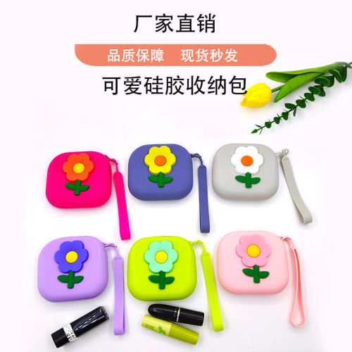 跨境2025新款硅胶多用收纳包高颜值口红耳机零钱手提小饰品整理袋
