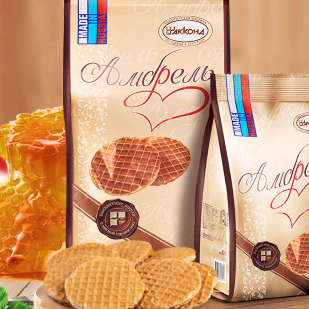 俄罗斯进口阿孔特安布列利瓦夫蜂蜜拉丝饼干网红休闲零食408g