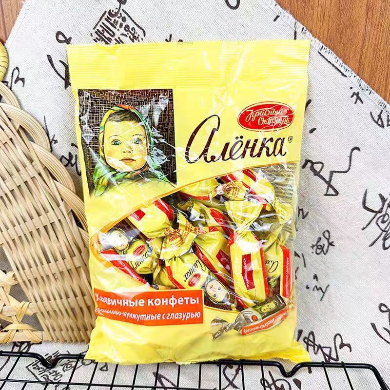 俄罗斯进口爱莲巧牌娃娃花生芝麻味酥糖250克休闲糖果网红零食