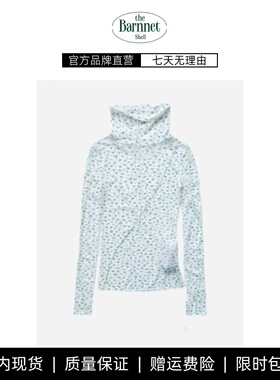 【现货】theBarnnet shell蕾丝网纱透视凯蒂碎花满印高领打底T恤