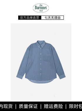 【现货】theBarnnet shell设计师蓝色格纹衬衫韩系女装iu长袖衬衣