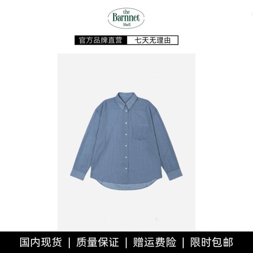 【现货】theBarnnet shell设计师蓝色格纹衬衫韩系女装iu长袖衬衣