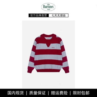 现货 英同款 theBarnnet 张元 条纹polo毛衣 shell韩国翻领针织衫