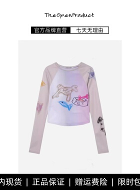 【现货】韩国小众 Theopenproduct趣味涂鸦小狗晕染长袖上衣T恤
