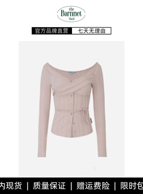 【现货】theBarnnet shell蕾丝绑带纯色吊带背心叠穿褶皱针织开衫