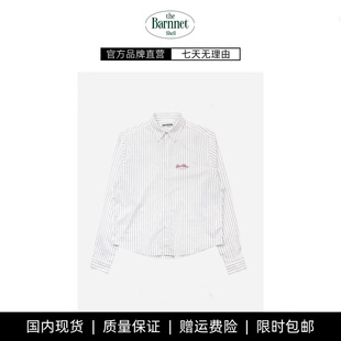 现货 休闲经典 theBarnnet 衬衫 复古 shell韩国刺绣爱心条纹长袖