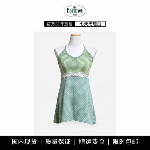 【现货】theBarnnet shell韩系少女挂脖露背波点条纹蕾丝中长背心