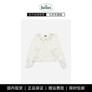 【现货】新款韩国小众八奶theBarnnet宽松纯色长袖褶皱花边衬衫女