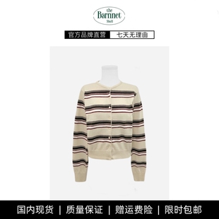 shell东大门baby酱经典 theBarnnet 撞色条纹圆领针织开衫 现货